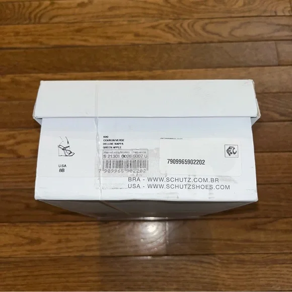 SCHUTZ Kiki Wedge Heel Sandals Green Apple Color Women’s Size 8 Square Toe - Picture 14 of 15